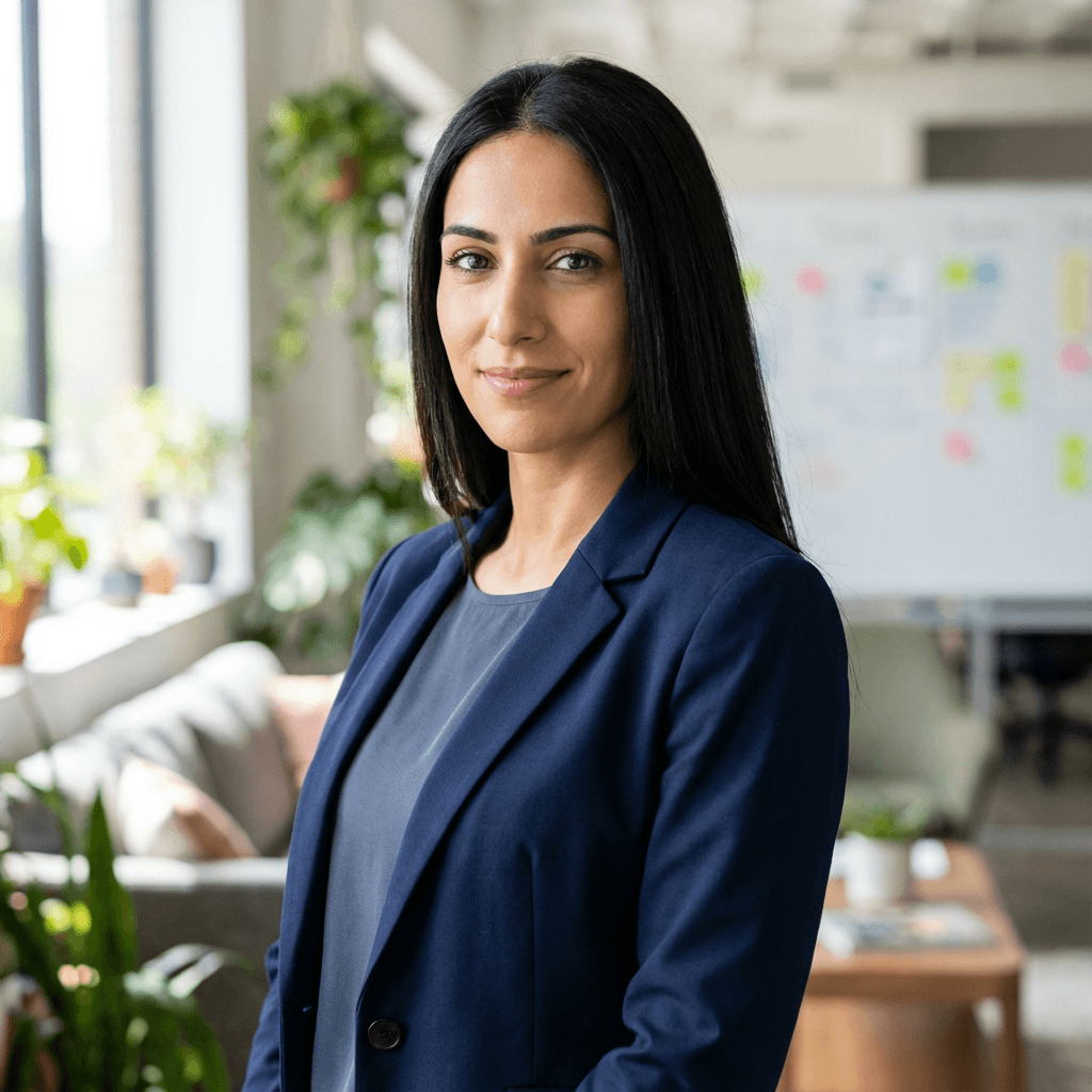 Danielle, female office manager in her 30s, professional headshot