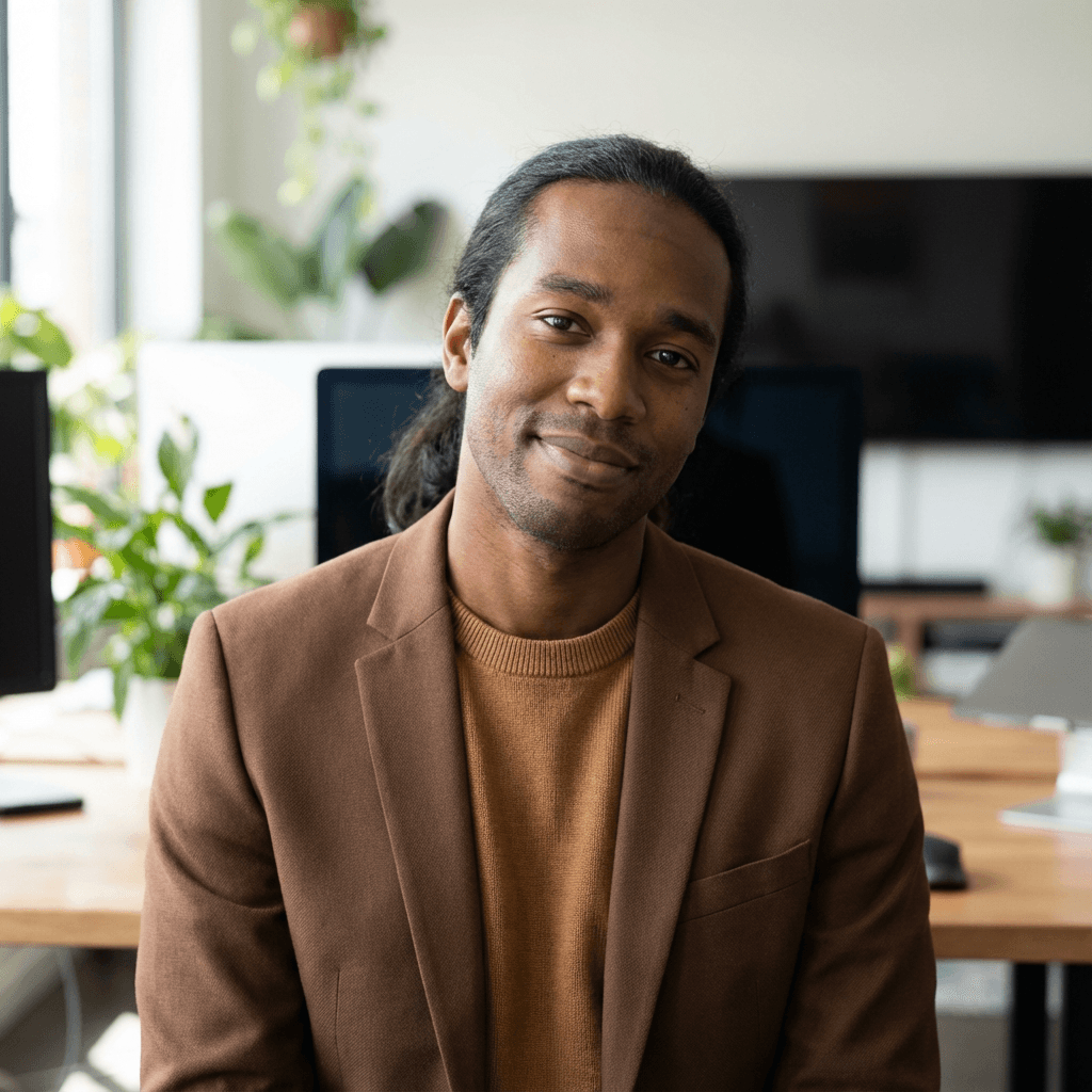 James Carter in a business casual shirt in a modern office