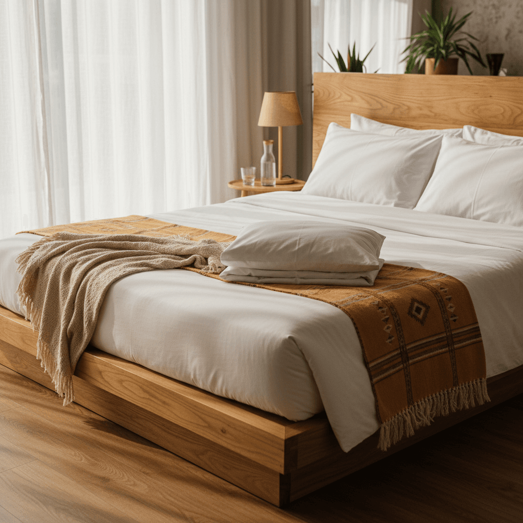 Freshly made bed after a full home clean