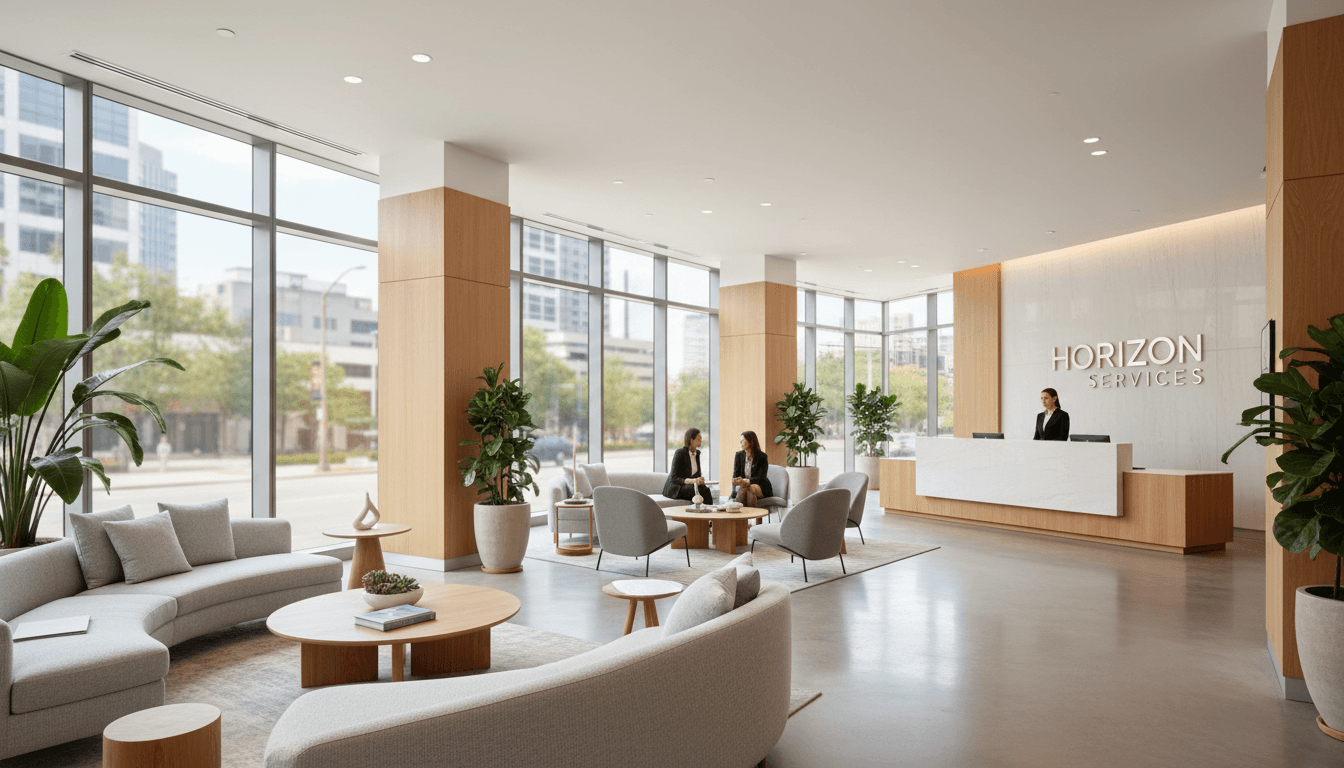 Spotless office reception area prepared by a commercial cleaning service